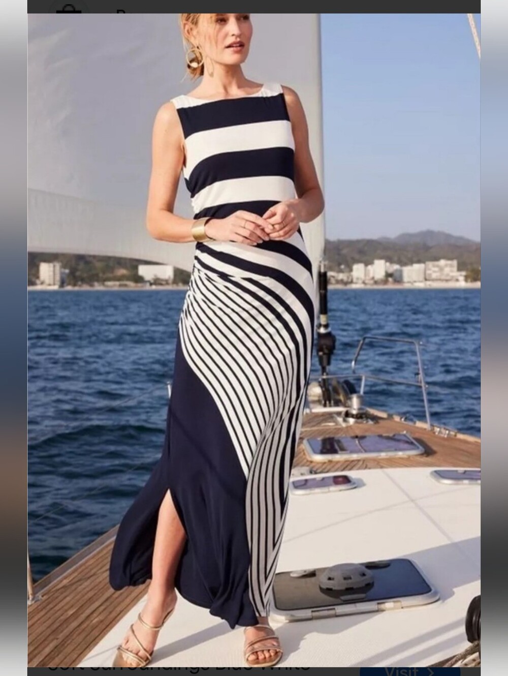 Soft Surroundings Striped Maxi Dress Size Large